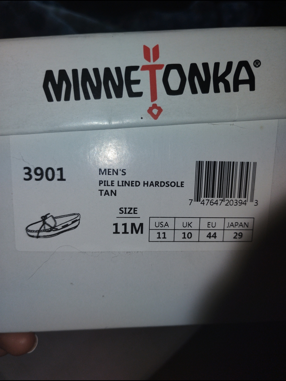 Minnetonka Men's Moccasins in Tan with Red Logo